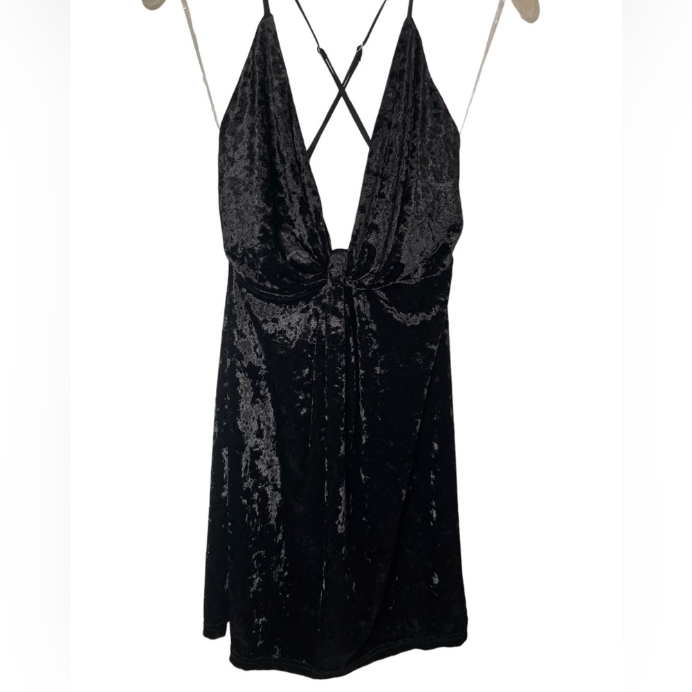 Evee Black Velour Mini Dress